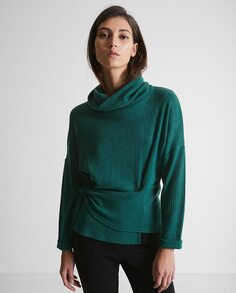 Женский свитер с высоким воротником в рубчик Trucco, зеленый