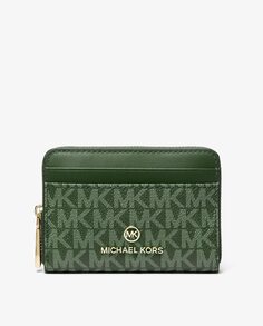 Маленький зеленый женский кошелек с логотипами Michael Michael Kors, зеленый