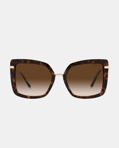 Женские квадратные солнцезащитные очки из ацетата гаваны с металлическими дужками Tiffany &amp; Co, коричневый