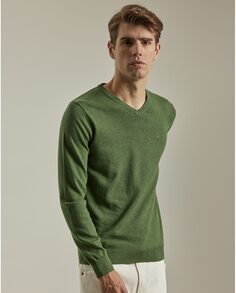 Зеленый мужской свитер с V-образным вырезом PuroEgo, зеленый