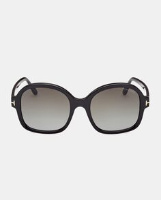 Черные женские солнцезащитные очки «кошачий глаз» из ацетата Tom Ford, черный