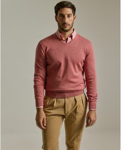 Розовый мужской свитер с V-образным вырезом PuroEgo, розовый