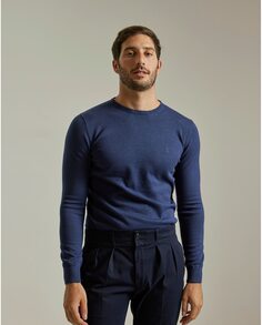 Чернильный синий мужской свитер с круглым вырезом PuroEgo, синий