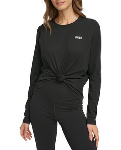 Непринужденный женский однотонный свитер с круглым вырезом DKNY, черный