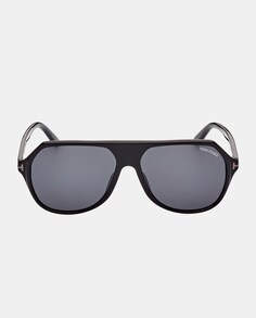 Мужские солнцезащитные очки-авиаторы черного цвета из ацетата с двойной перемычкой Tom Ford, черный