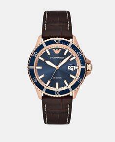 AR11556 Коричневые кожаные мужские часы Emporio Armani, коричневый