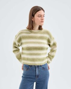 Женский укороченный вязаный свитер с полосатым принтом Compañía Fantástica, зеленый Compania Fantastica