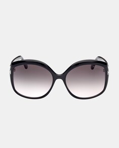 Закругленные черные солнцезащитные очки из ацетата Tom Ford, черный