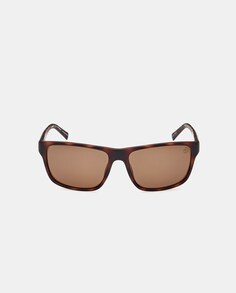 Прямоугольные мужские солнцезащитные очки цвета гавана с поляризационными линзами Timberland, коричневый