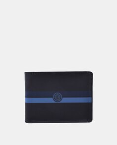 Маленький черный кожаный кошелек с синими деталями Bellido, черный