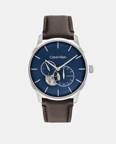 Автоматические мужские часы 25200075 коричневые кожаные Calvin Klein, коричневый