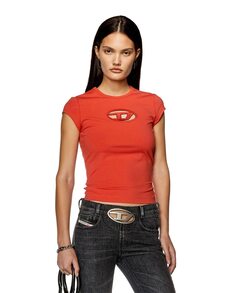 Женская футболка с короткими рукавами и логотипом Diesel, красный