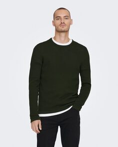 Мужской свитер с круглым вырезом Only &amp; Sons, темно-зеленый