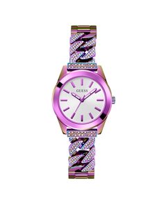 Женские часы Serena GW0546L3 из стали и сиреневого ремешка Guess, фиолетовый