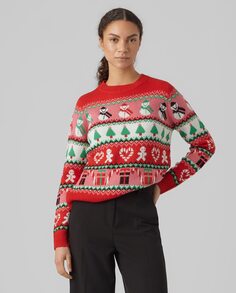 Женский рождественский свитер с длинным рукавом Vero Moda Curve, мультиколор
