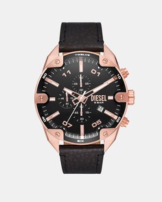 Экологичные мужские часы с шипами DZ4607, черные кожаные часы Diesel, черный