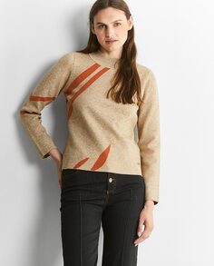 Женский свитер Perkins с воротником и абстрактным принтом Trucco, бежевый