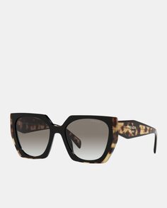 Прямоугольные солнцезащитные очки из ацетата гаваны Prada, коричневый