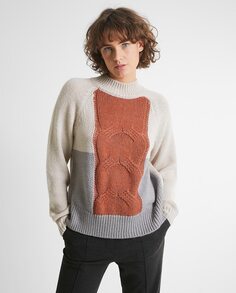Женский плетеный свитер с воротником Перкинс Trucco, оранжевый