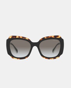 Солнцезащитные очки из ацетата с геометрическим рисунком Prada, коричневый