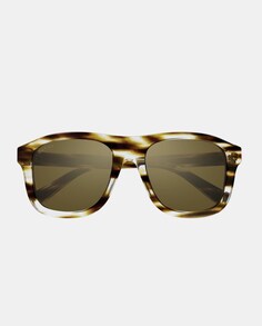 Мужские квадратные солнцезащитные очки из ацетата гаваны Gucci, коричневый