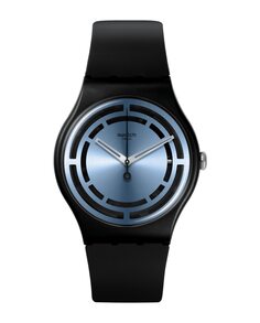 Часы с обведенными линиями, черный силиконовый ремешок Swatch, черный
