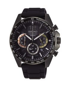 Neo Sports SSB349P1 силиконовые мужские часы с серебряным ремешком Seiko, черный
