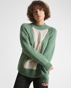 Женский плетеный свитер с воротником Перкинс Trucco, зеленый