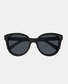 Черные круглые женские солнцезащитные очки из ацетата Gucci, черный
