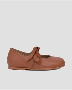 Балетки из верблюжьей кожи для девочки с бантом Mr. Mac Shoes, коричневый