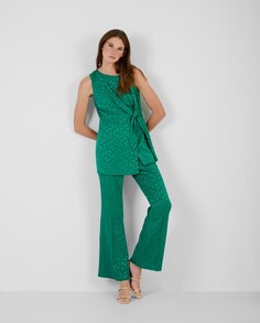 Женские жаккардовые брюки-палаццо с боковой молнией Trucco, зеленый