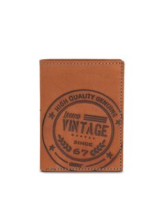 Винтажный кожаный мужской кошелек с RFID-защитой коричневого цвета SKPAT, коричневый