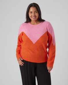 Женский двухцветный свитер с длинными рукавами Vero Moda Curve, мультиколор