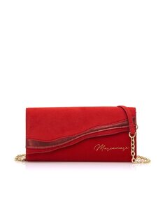 Многопозиционная сумка из красной замши с металлическими деталями Mariamare, красный