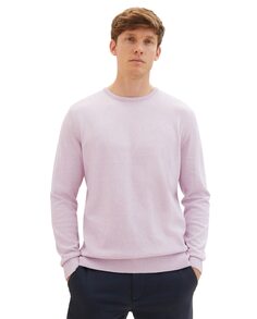 Мужской розовый свитер с круглым вырезом Tom Tailor, розовый
