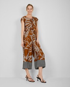 Струящиеся женские брюки с принтом Trucco, коричневый