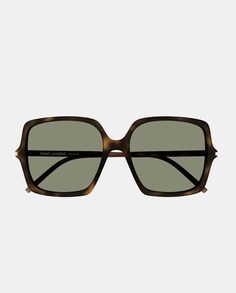 Большие женские солнцезащитные очки из ацетата гаваны Saint Laurent, коричневый