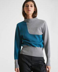 Женский двухцветный свитер с высоким воротником Trucco, синий