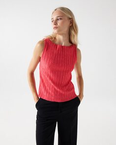 Текстурированный женский топ без рукавов Salsa Jeans, розовый