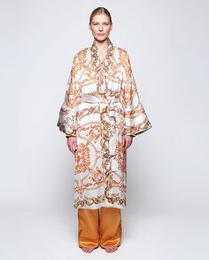 Женское кимоно с принтом барокко и поясом в тон Mirto, оранжевый