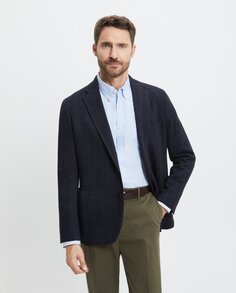 Мужская куртка классической вязки елочкой Emidio Tucci, синий