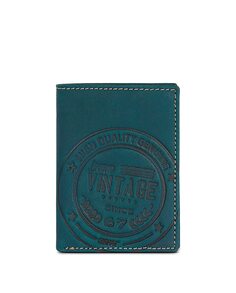 Мужской винтажный кожаный кошелек с защитой RFID синего цвета SKPAT, синий