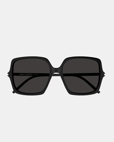 Большие женские солнцезащитные очки из ацетата черного цвета Saint Laurent, черный