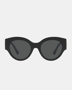 Черные круглые женские солнцезащитные очки из ацетата Versace, черный