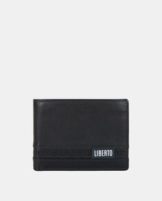 Черный кожаный кошелек с портмоне в американском стиле Liberto, черный