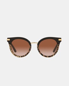 Круглые солнцезащитные очки из ацетата черного цвета с анималистическим принтом Dolce &amp; Gabbana, черный