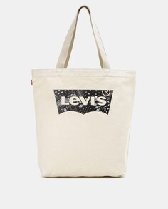 Белая хлопковая сумка с фирменным принтом Levi&apos;s Levis