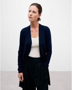 Женская куртка из 100% шерсти мериноса темно-синего цвета Adolfo Dominguez, темно-синий