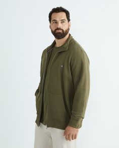 Мужская куртка большого размера на обычной молнии Gant, зеленый