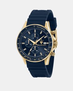Sfida R8871640004 Синие силиконовые мужские часы с хронографом Maserati, синий